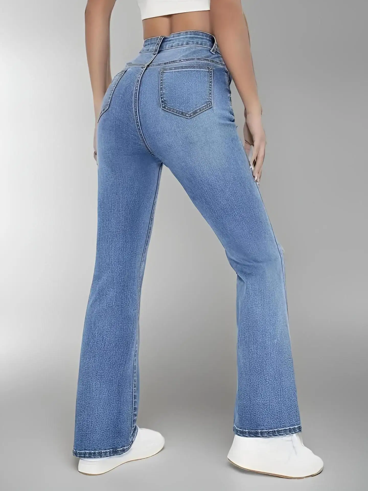 New-women-s-hot-jeans-slimming-European-and-American-style-casual-versatile-high-waist-washed-Denim-2