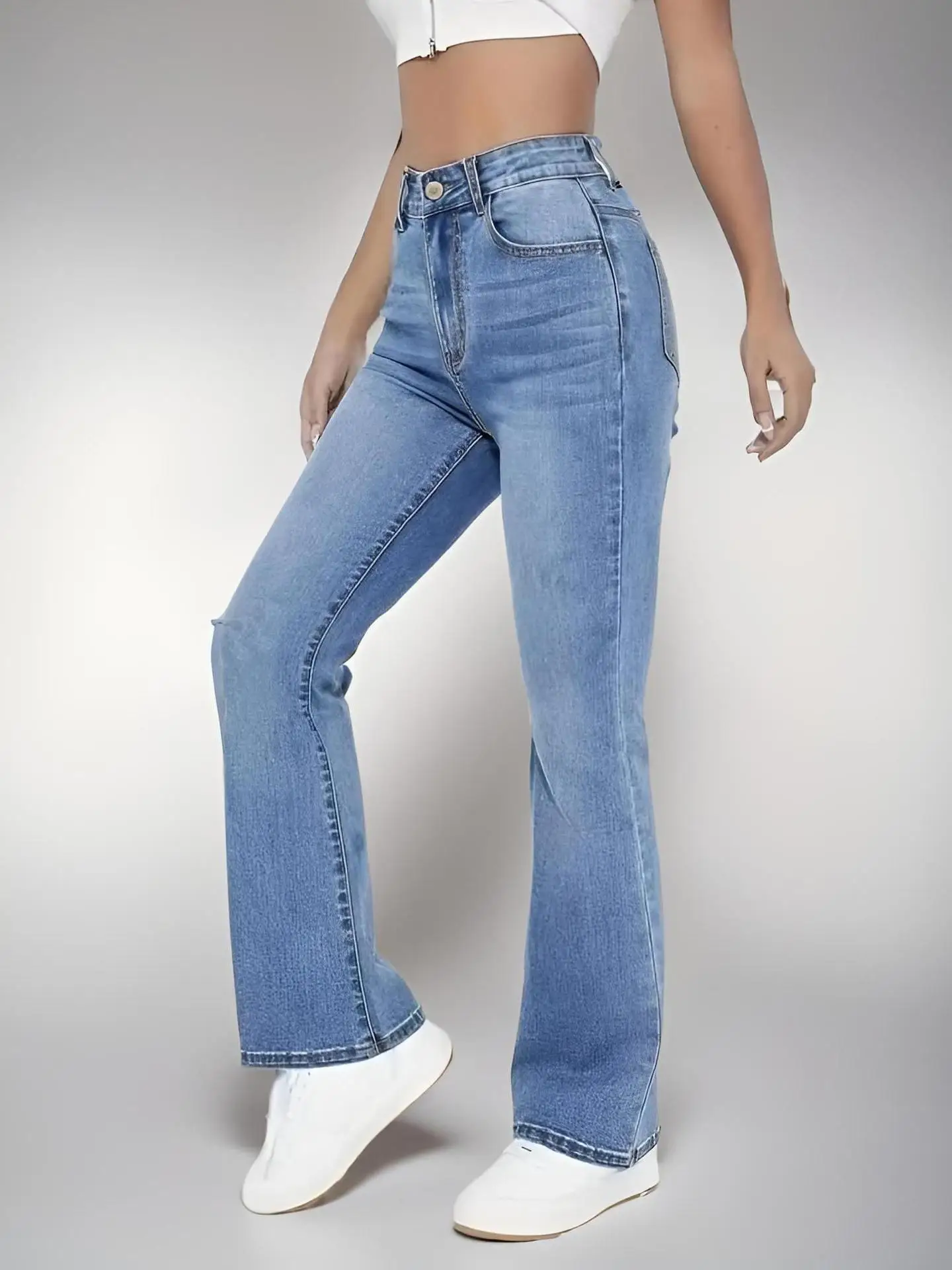 New-women-s-hot-jeans-slimming-European-and-American-style-casual-versatile-high-waist-washed-Denim-4