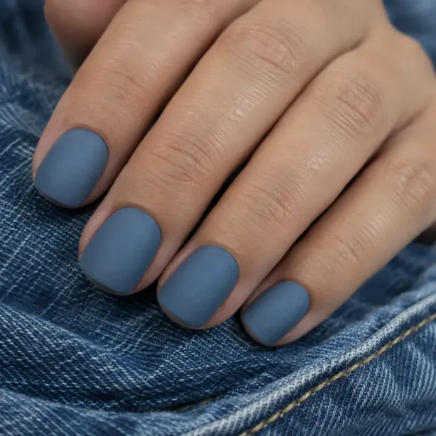 Matowy, zgaszony niebieski w stylu denim