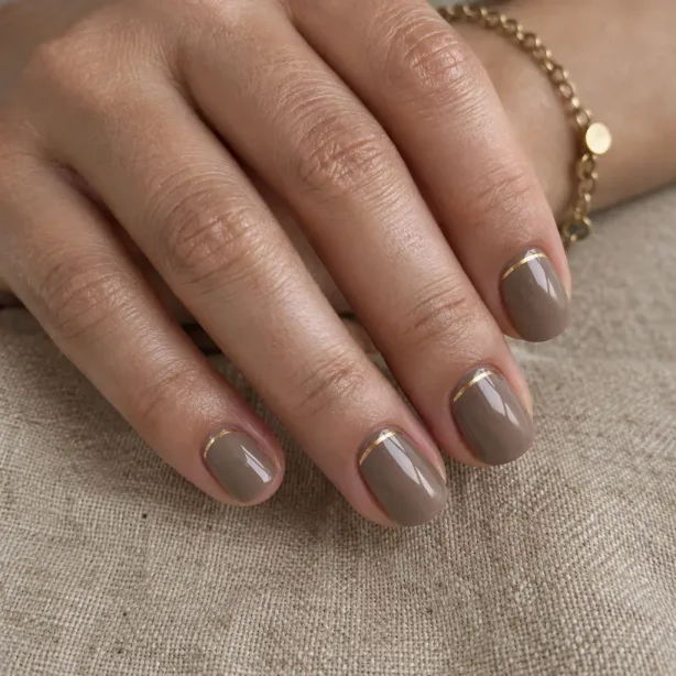 Taupe z cienką złotą linią
