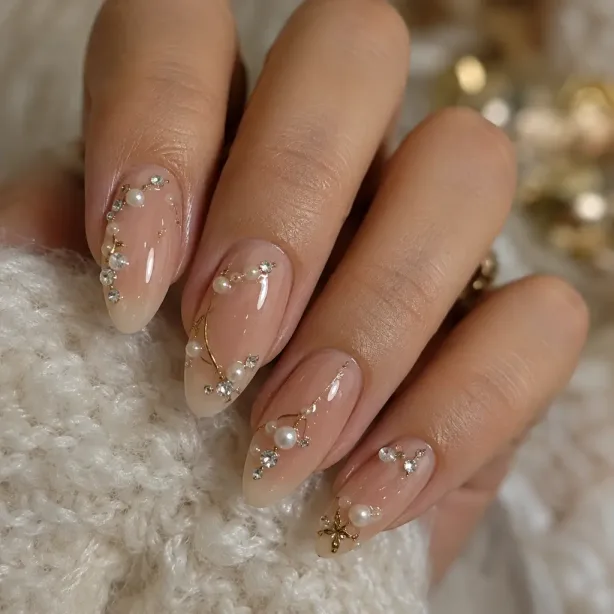 Biżuteryjny manicure z kryształkami na karnawał